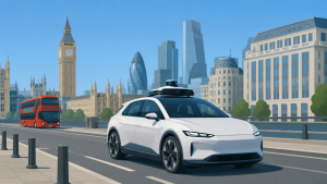 Autonomous car on a London street