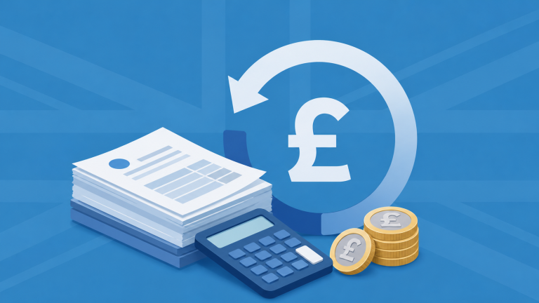 Financial refund concept with pound symbol