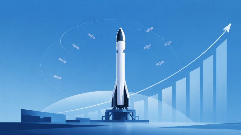 Futuristic space tech and growth concept