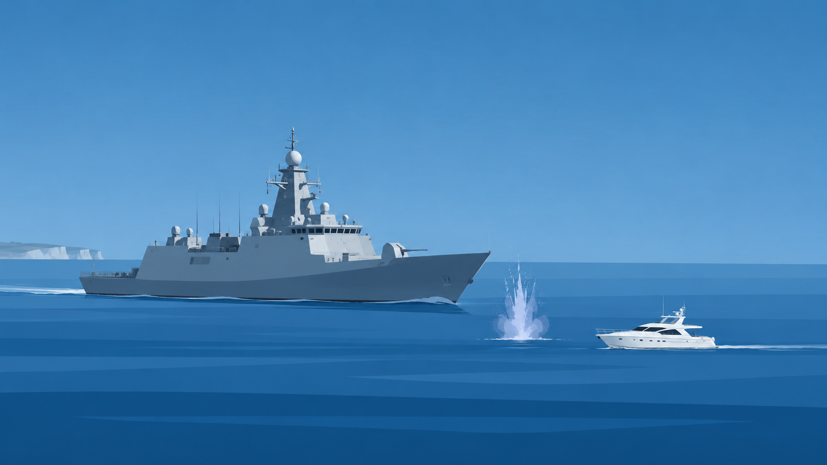 Russian warship fires warning shots near British yacht in English Channel