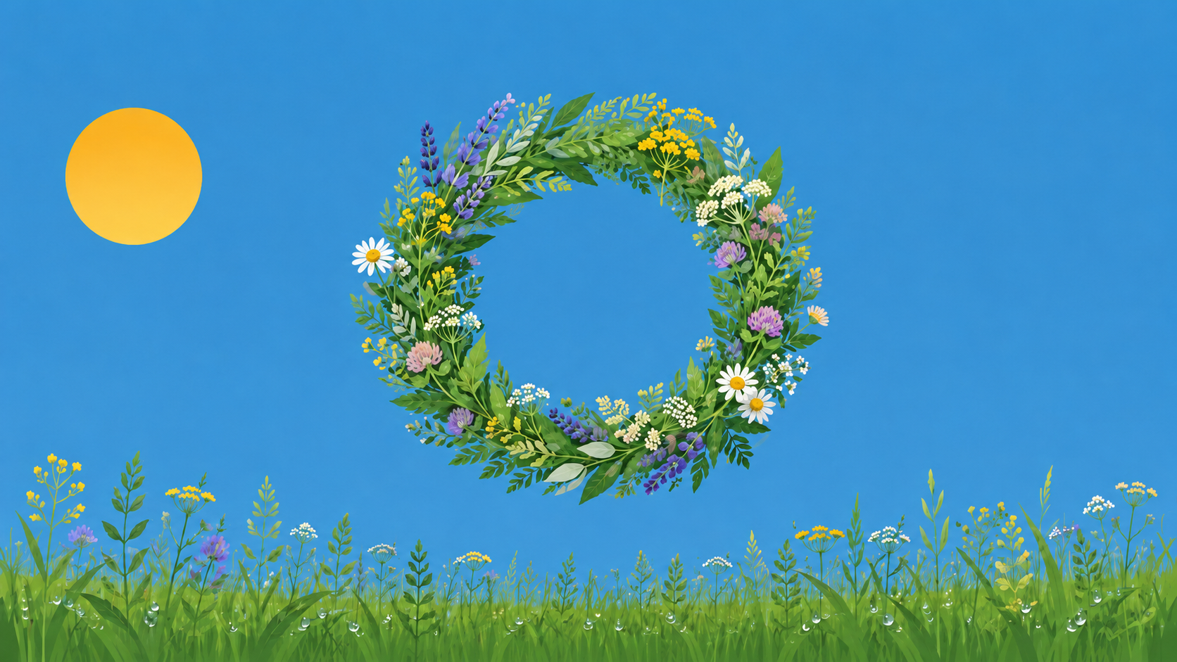 Summer wreath in a meadow