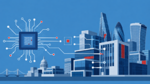network cityscape in blue tones