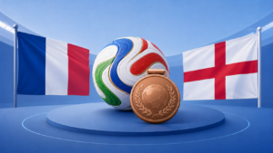 Football podium with flags and medal