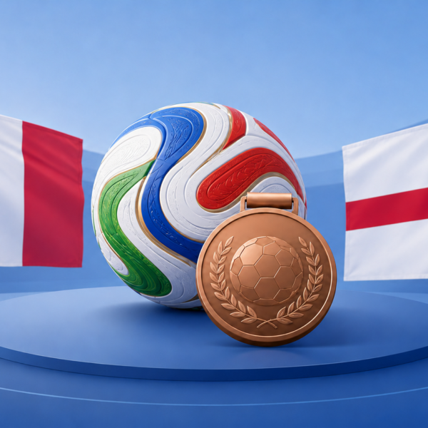 Football podium with flags and medal