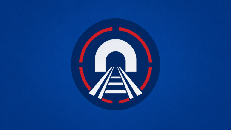 Modern tunnel logo on blue background